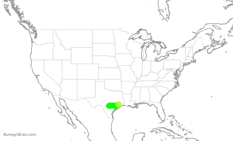 Turbulence forecast map for ASH6198, SAT to IAH