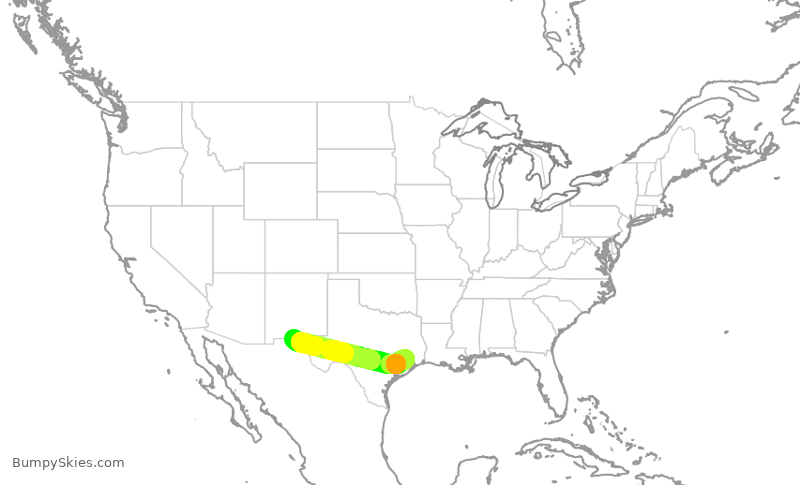 Turbulence forecast map for ASH6201, ELP to IAH