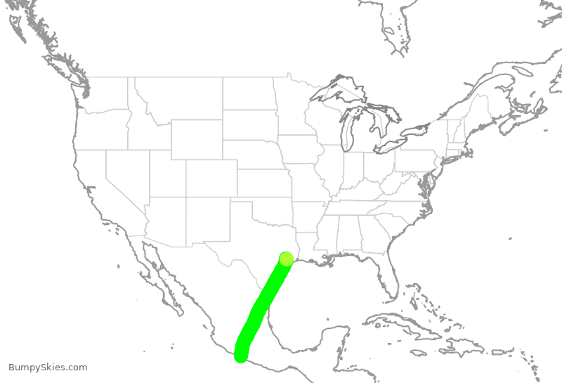 Turbulence forecast map for ASH6205, IAH to ZIH
