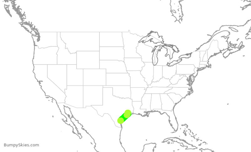 Turbulence forecast map for ASH6206, IAH to CRP