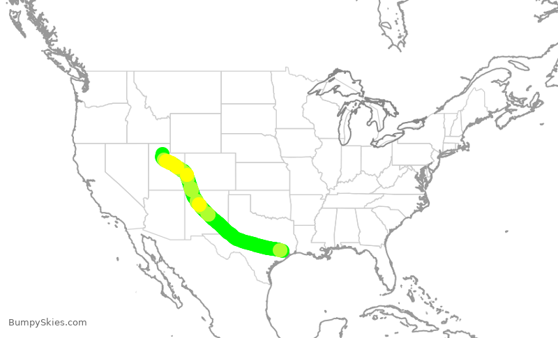 Turbulence forecast map for ASH6207, IAH to SLC