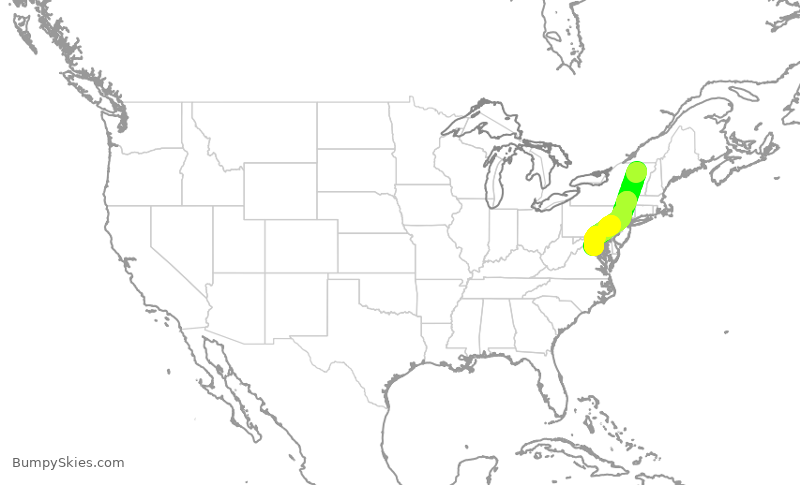 Turbulence forecast map for ASH6210, BTV to IAD