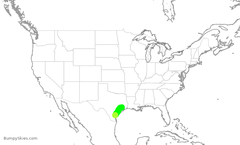 Turbulence forecast map for ASH6212, CRP to IAH