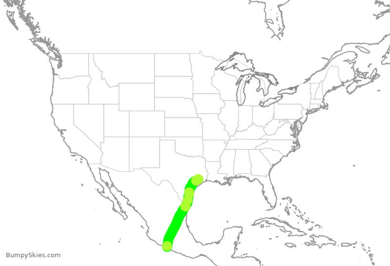 Turbulence forecast map for ASH6215, ZIH to IAH