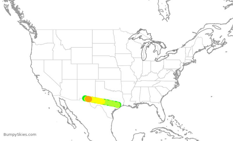 Turbulence forecast map for ASH6217, IAH to ELP