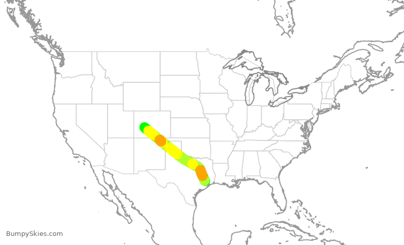 Turbulence forecast map for ASH6225, IAH to GUC
