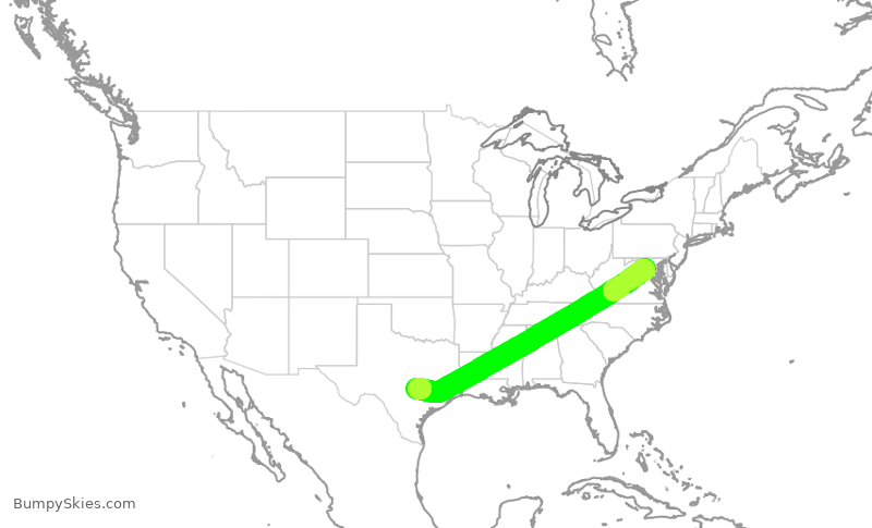 Turbulence forecast map for ASH6227, IAD to AUS