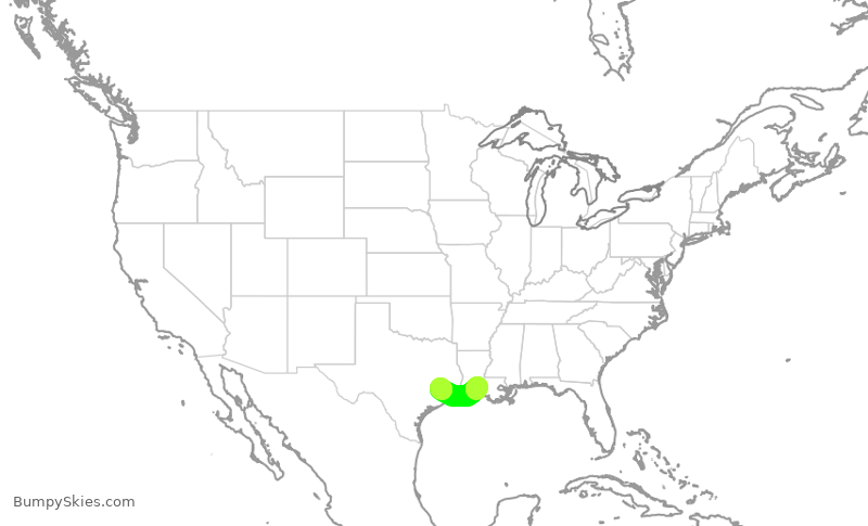 Turbulence forecast map for ASH6232, LFT to IAH