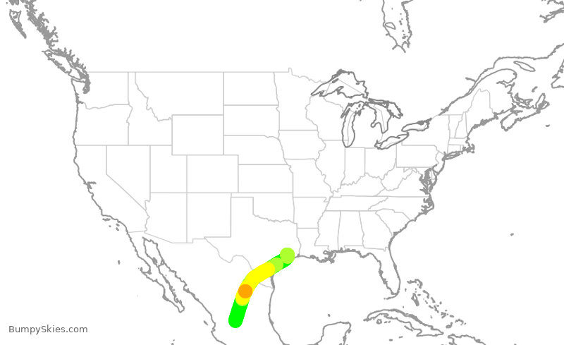 Turbulence forecast map for ASH6237, IAH to AGU