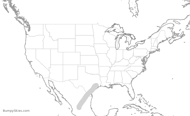 Turbulence forecast map for ASH6238, MAS to IAH