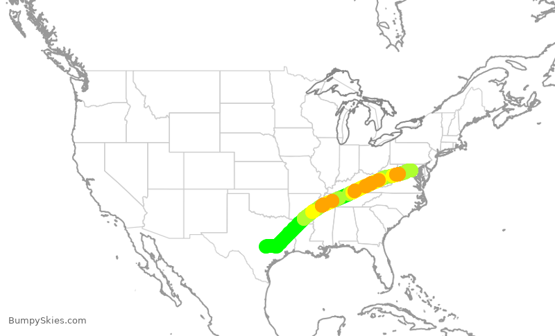 Turbulence forecast map for ASH6240, AUS to IAD