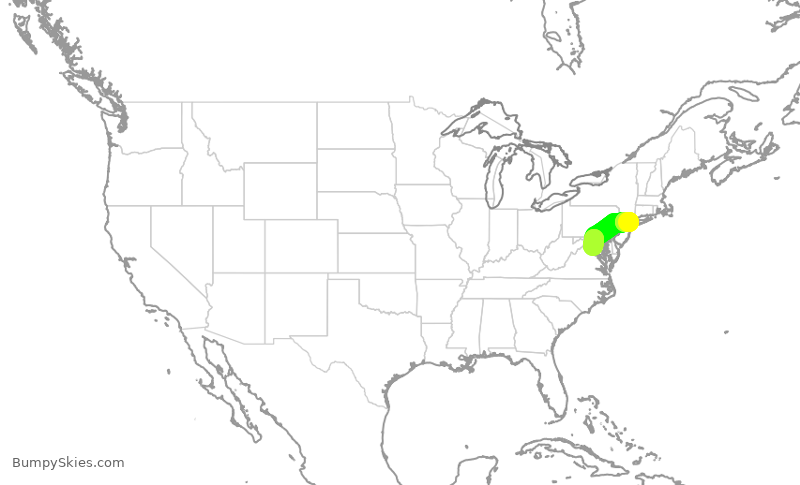 Turbulence forecast map for ASH6244, LGA to IAD