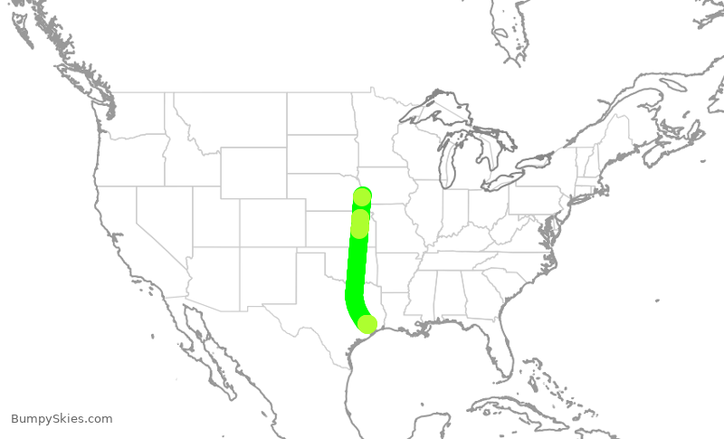 Turbulence forecast map for ASH6259, OMA to IAH