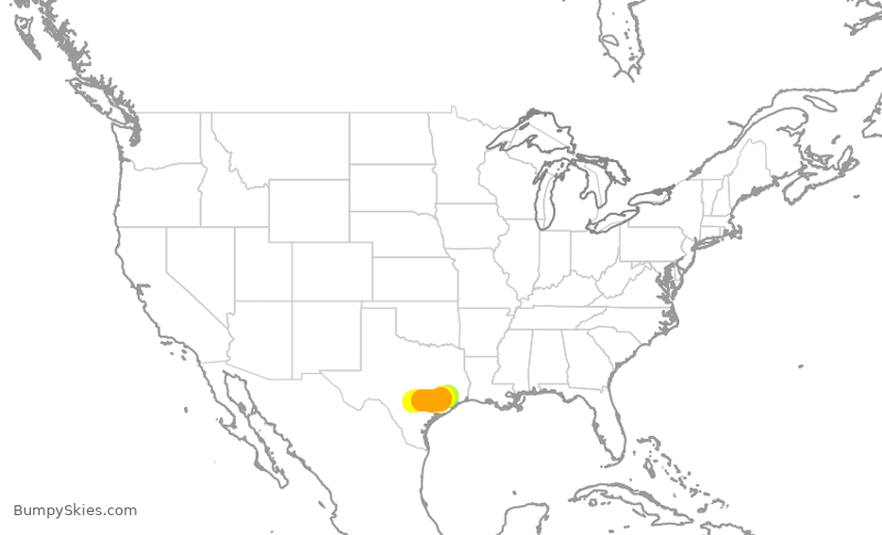 Turbulence forecast map for ASH6259, SAT to IAH