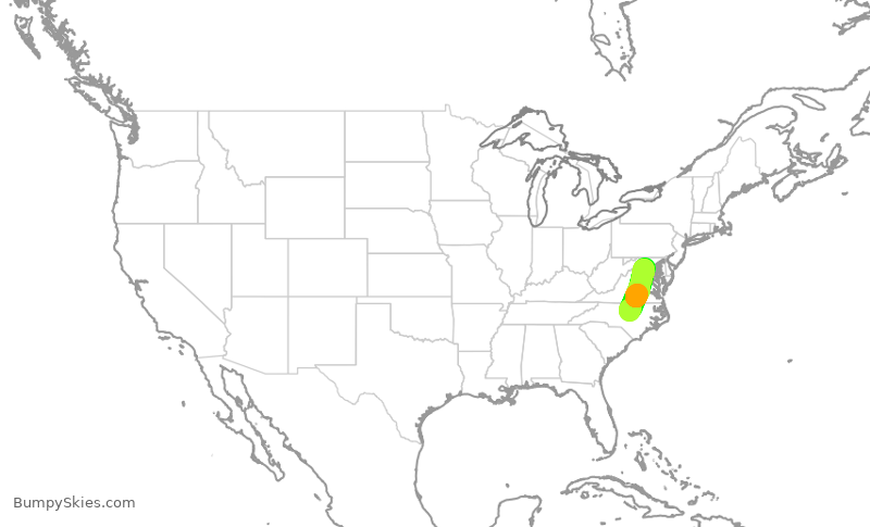Turbulence forecast map for ASH6265, RDU to IAD