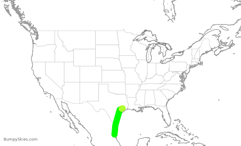 Turbulence forecast map for ASH6268, TAM to IAH