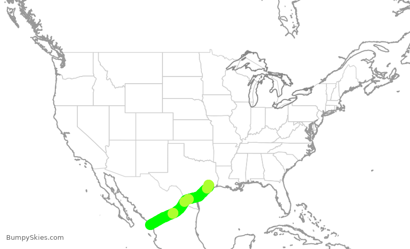 Turbulence forecast map for ASH6272, IAH to MMZ