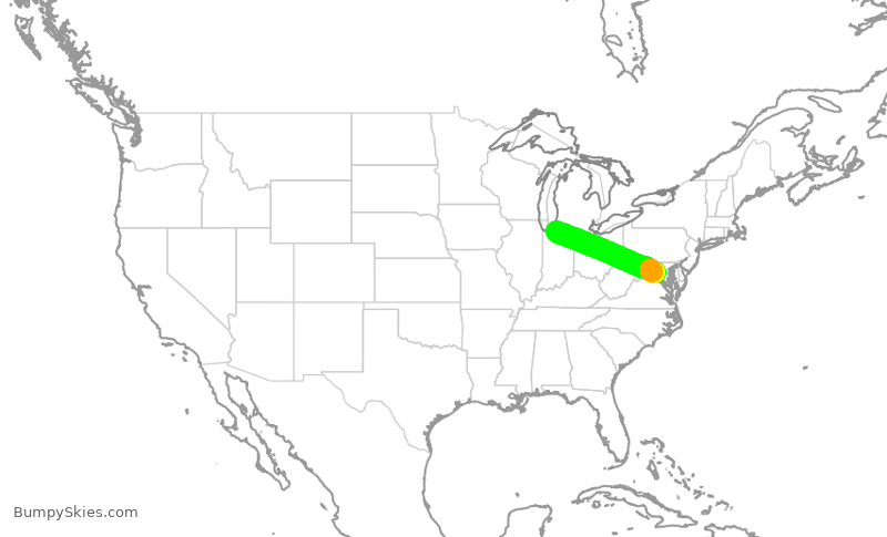Turbulence forecast map for ASH6273, SBN to IAD