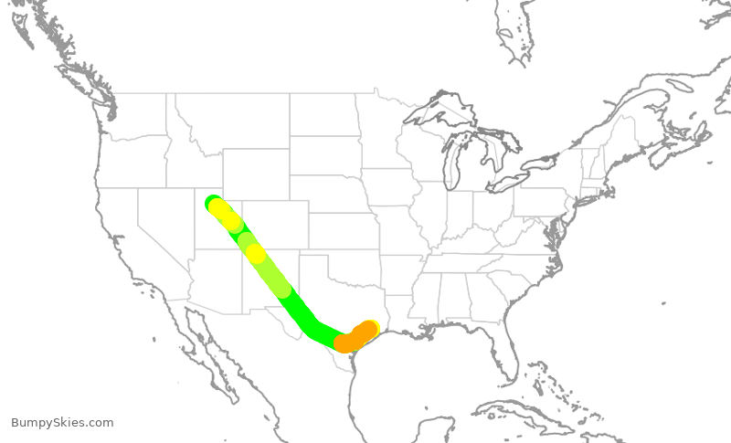 Turbulence forecast map for ASH6273, SLC to IAH