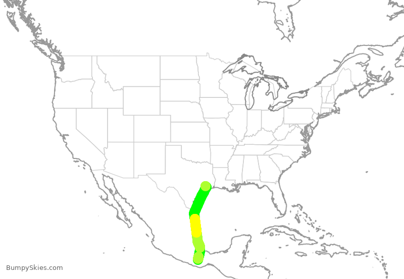 Turbulence forecast map for ASH6275, IAH to OAX
