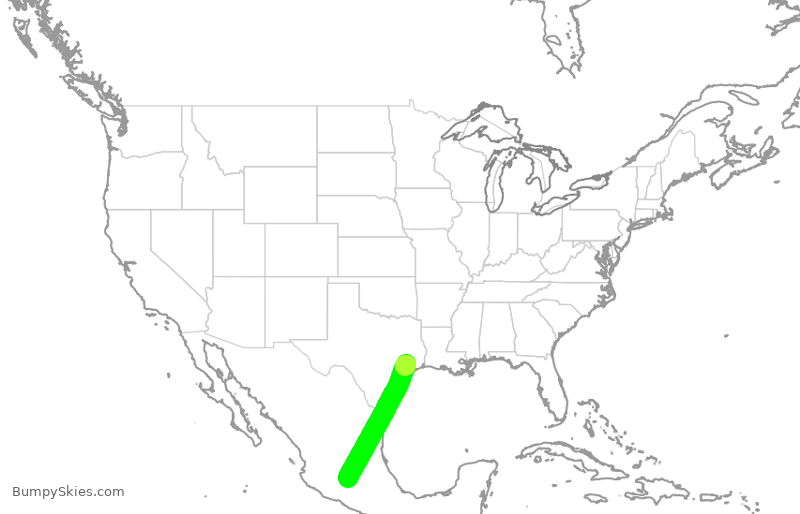 Turbulence forecast map for ASH6288, IAH to MLM