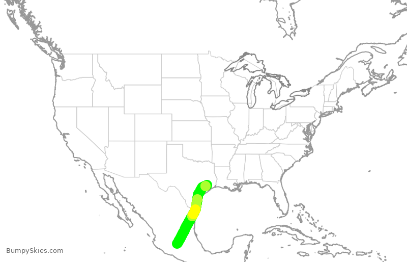 Turbulence forecast map for ASH6289, MLM to IAH