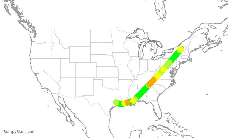 Turbulence forecast map for ASH6305, BTV to IAH