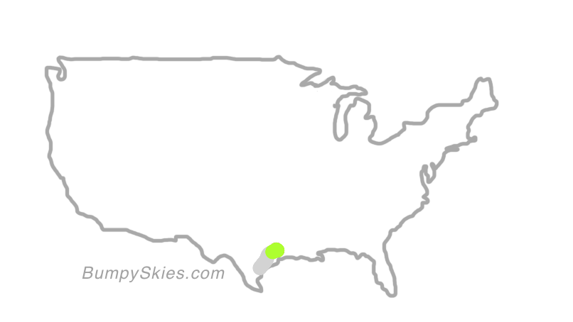 Map of continental US with illustrated flight path and turbulence forecast (described in text below)