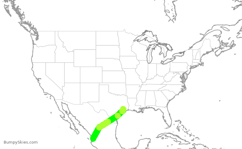 Turbulence forecast map for ASH6335, IAH to MEP