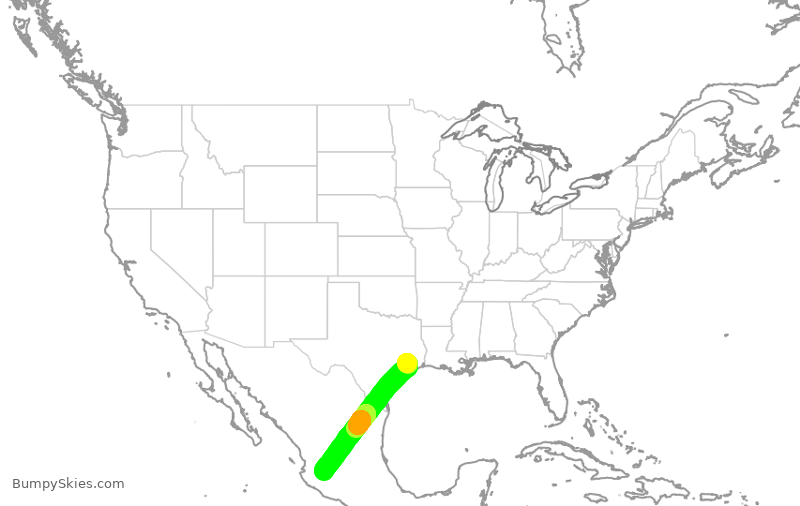 Turbulence forecast map for ASH6360, IAH to GDL