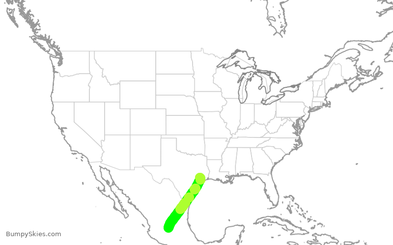 Turbulence forecast map for ASH6372, IAH to BJX