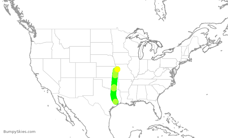 Turbulence forecast map for ASH6379, IAH to MCI