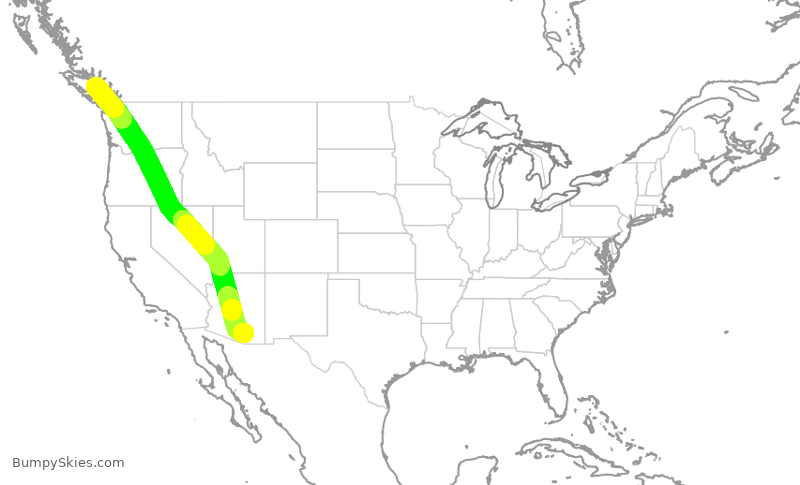 Turbulence forecast map for ASP473, YBL to TUS