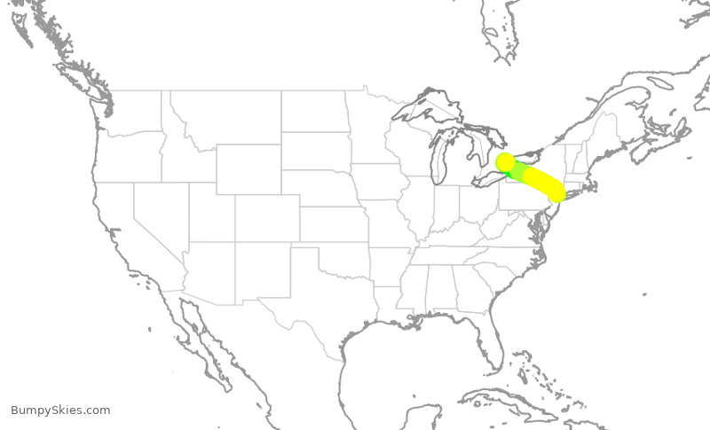 Turbulence forecast map for ASP489, TEB to YYZ