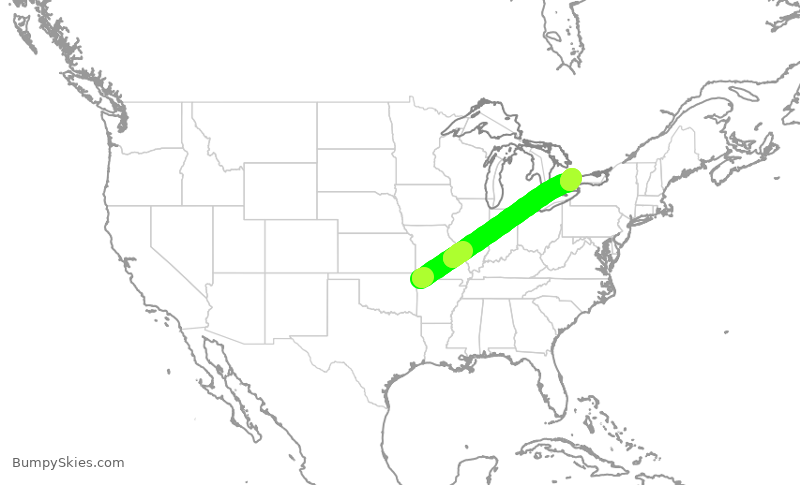 Turbulence forecast map for ASP501, KROG to YYZ