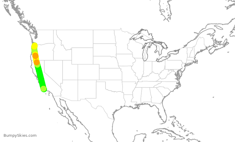 Turbulence forecast map for ASP511, HIO to SBA