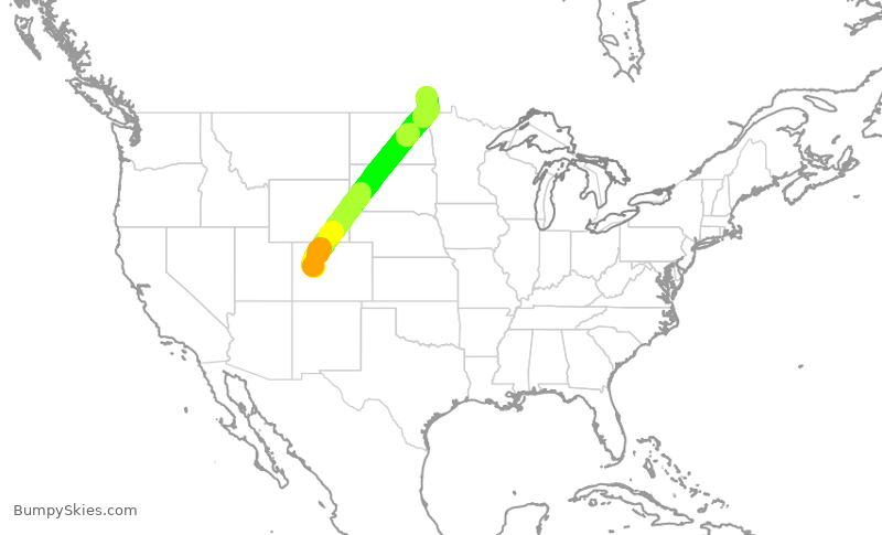 Turbulence forecast map for ASP531, ASE to YWG