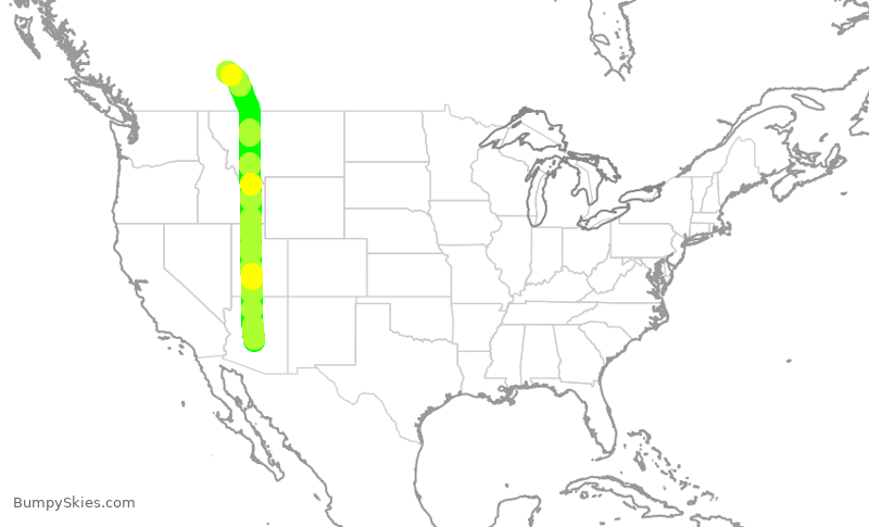Turbulence forecast map for ASP531, SCF to YYC