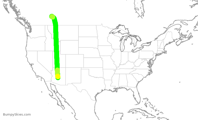 Turbulence forecast map for ASP548, SDL to YYC