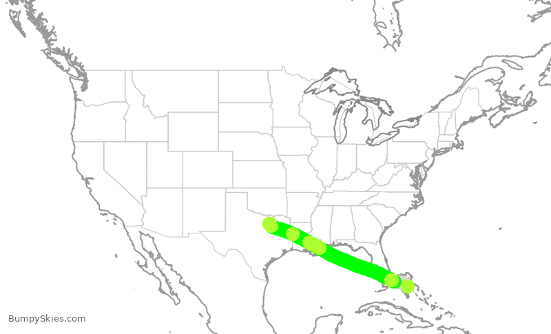 Turbulence forecast map for ASP548, NAS to DAL