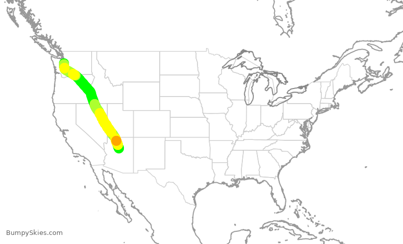 Turbulence forecast map for ASP556, RNT to FLG