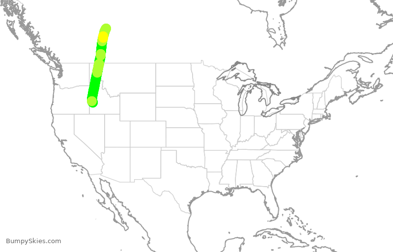 Turbulence forecast map for ASP565, YEG to BOI