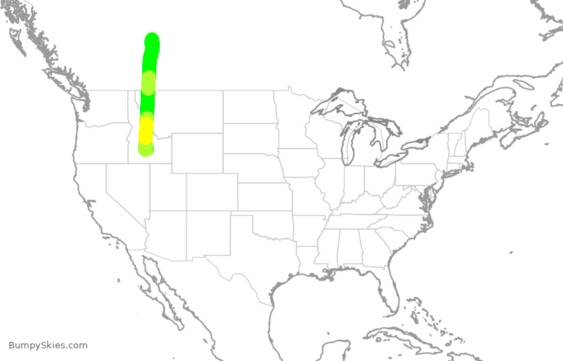 Turbulence forecast map for ASP565, SUN to YEG