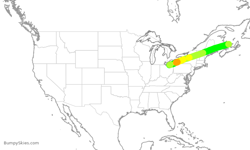 Turbulence forecast map for ASP567, CLE to YYG