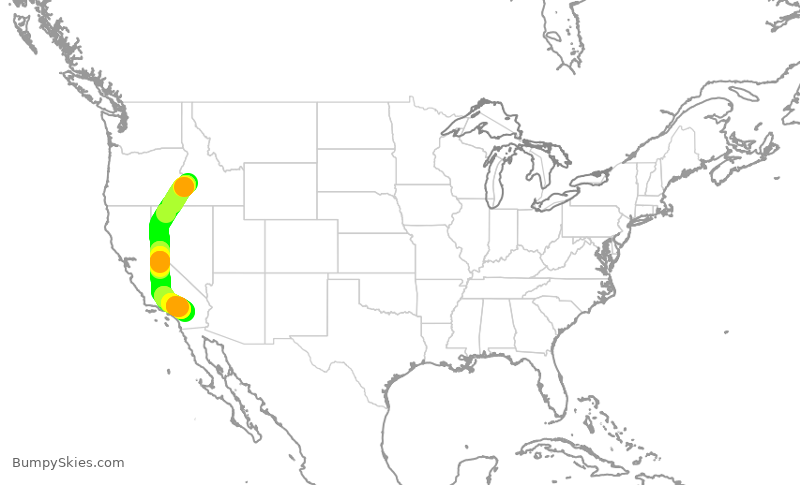Turbulence forecast map for ASP574, BOI to PSP