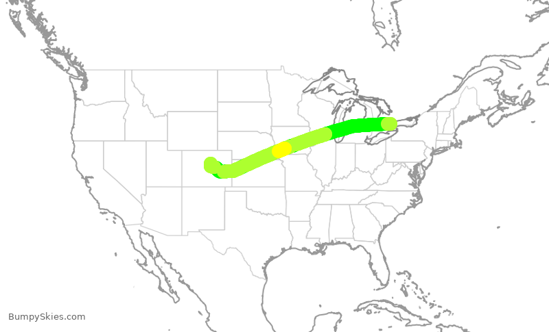 Turbulence forecast map for ASP595, YYZ to APA