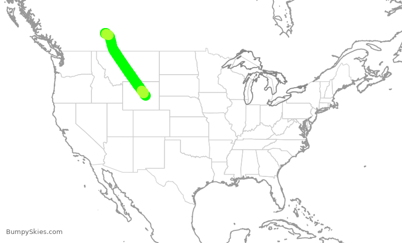 Turbulence forecast map for ASP609, CPR to YYC