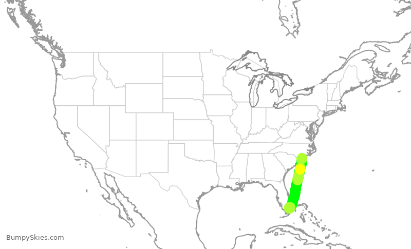 Turbulence forecast map for ASP609, ILM to OPF