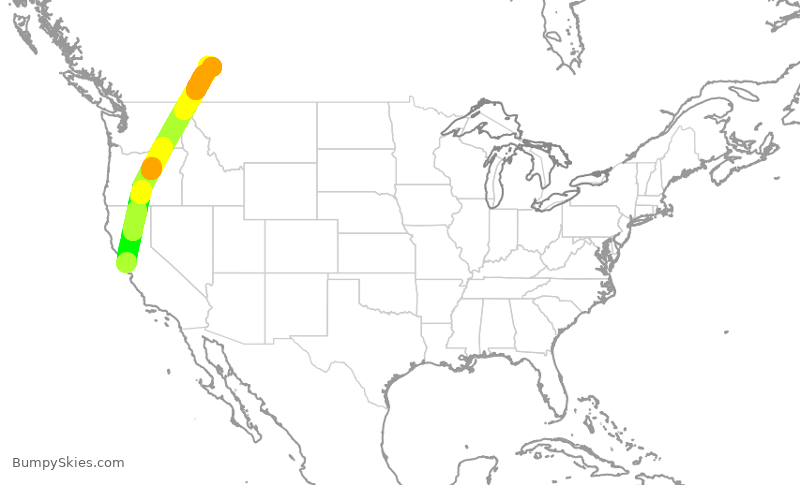 Turbulence forecast map for ASP654, SFO to YYC