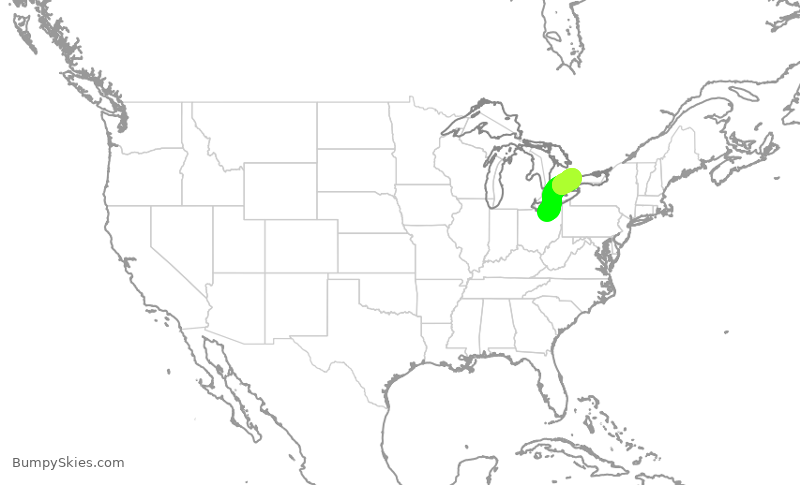 Turbulence forecast map for ASP668, CLE to YYZ